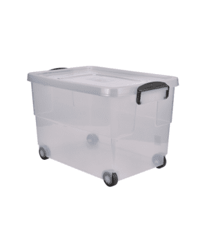 Storage Box 60L with Clip Handles On Wheels - Case Qty 4