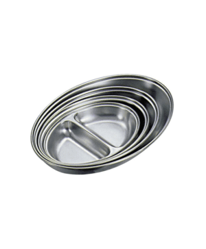 St/Steel 2-Div.Oval Veg.Dish 10"     Width 17.8cm - Case Qty 1