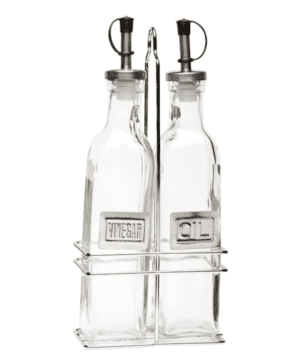 Square Glass Oil & Vinegar with Chrome Stand - Case Qty 1
