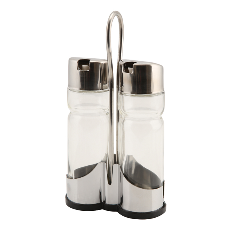 Genware Oil & Vinegar Set with Stand - Case Qty 1