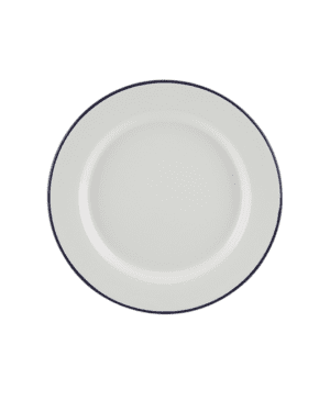 Enamel Wide Rim Plate White & Blue 20cm - Case Qty 1