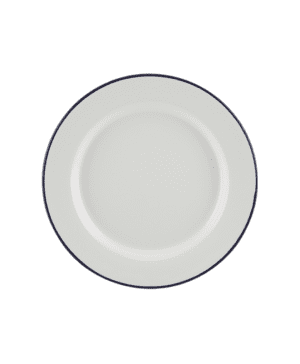 Enamel Wide Rim Plate White & Blue 24cm - Case Qty 1