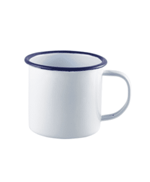 Enamel Mug White with Blue Rim 36cl / 12.5oz - Case Qty 1