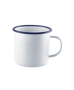 Enamel Mug White with Blue Rim 56.8cl / 20oz - Case Qty 1