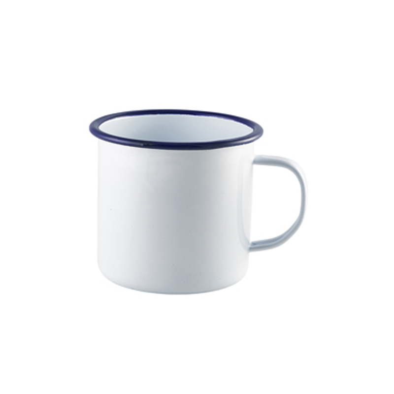 Enamel Mug White with Blue Rim 56.8cl / 20oz - Case Qty 1