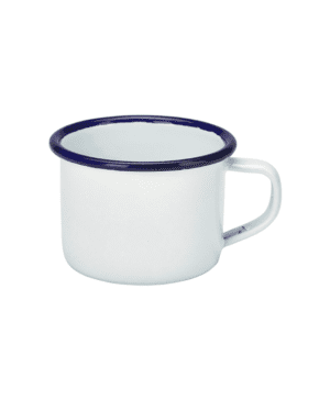 Enamel Mug White with Blue Rim 12cl / 4.2oz - Case Qty 1