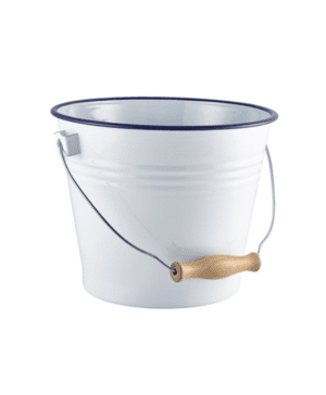 Enamel Bucket White with Blue Rim 16cm (d) - Case Qty 1