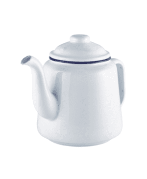 Enamel Teapot White with Blue Rim 1.5L - Case Qty 1