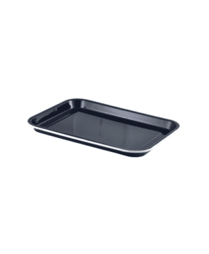 Enamel Serving Tray Black with White Rim 33.5x23.5x2.2cm - Case Qty 1