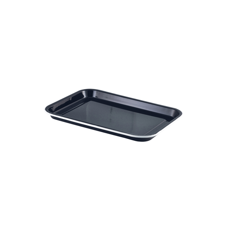 Enamel Serving Tray Black with White Rim 33.5x23.5x2.2cm - Case Qty 1