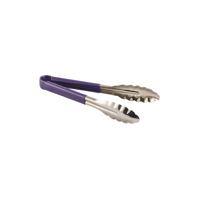 Colour Coded St/Steel Tong 23cm 9" Purple - Case Qty 1