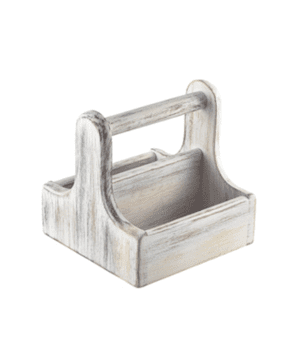 Small White Wooden Table Caddy - Case Qty 1