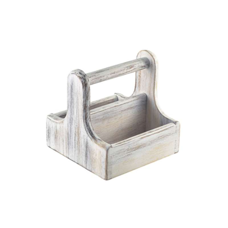 Small White Wooden Table Caddy - Case Qty 1
