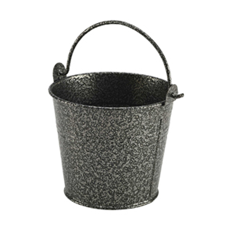 Galvanised Steel Hammered Serving Bucket 10cm (d) Silver - Case Qty 1