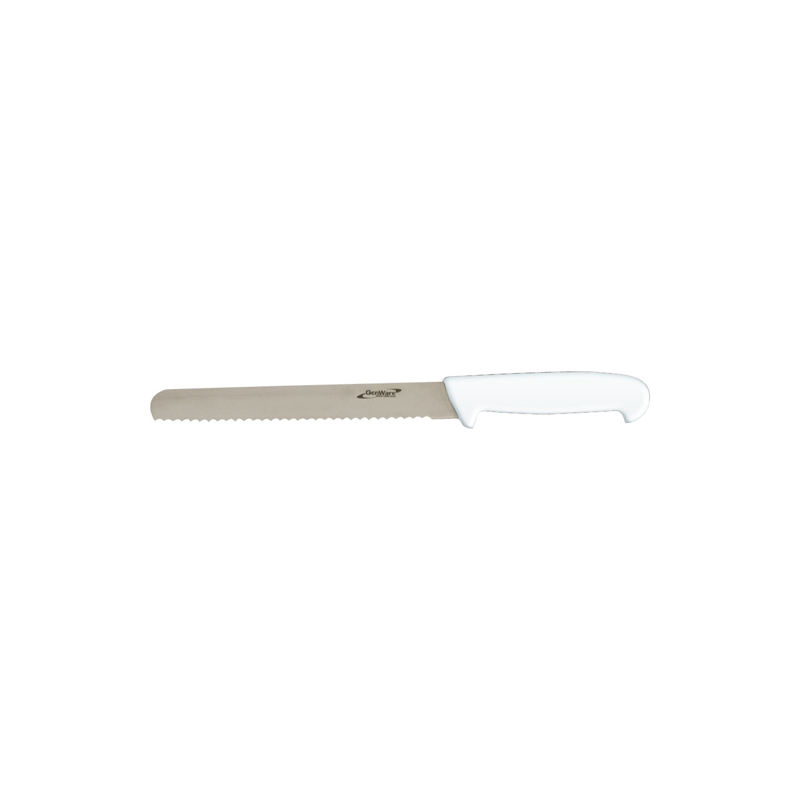 Genware Bread Knife White (Serrated) 20.3cm 8" - Case Qty 1