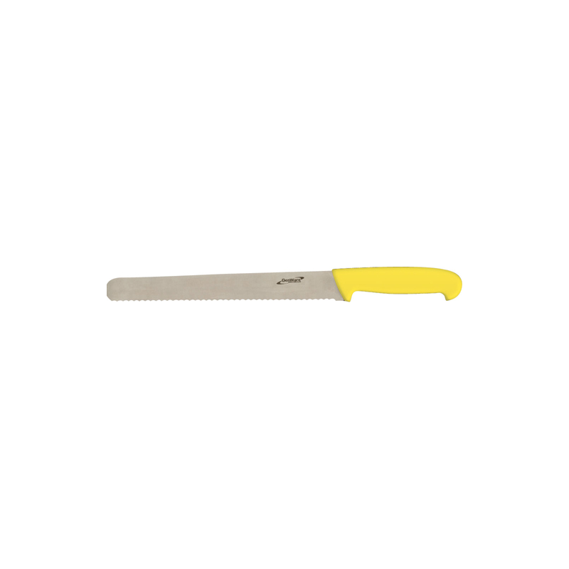 Genware Slicing Knife (Serrated) Yellow 30.5cm 12" - Case Qty 1