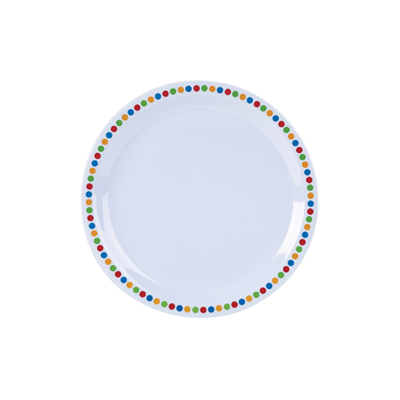 Genware Melamine 9" Plate- Coloured Circles - Case Qty 12