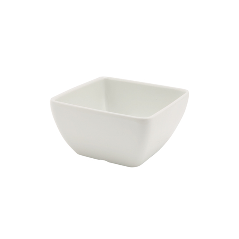 White Melamine Curved Square Bowl 10.5 x 5.3cm - Case Qty 1
