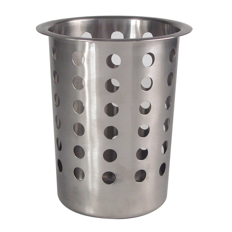 Genware Cutlery Holders Stainless Steel Perforated Cutlery Cylinder   115 x 130mm    - Case Qty - 1