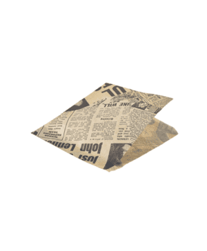 Greaseproof Paper Bags Brown Newspaper Print 17.5 x 17.5cm - Case Qty 1
