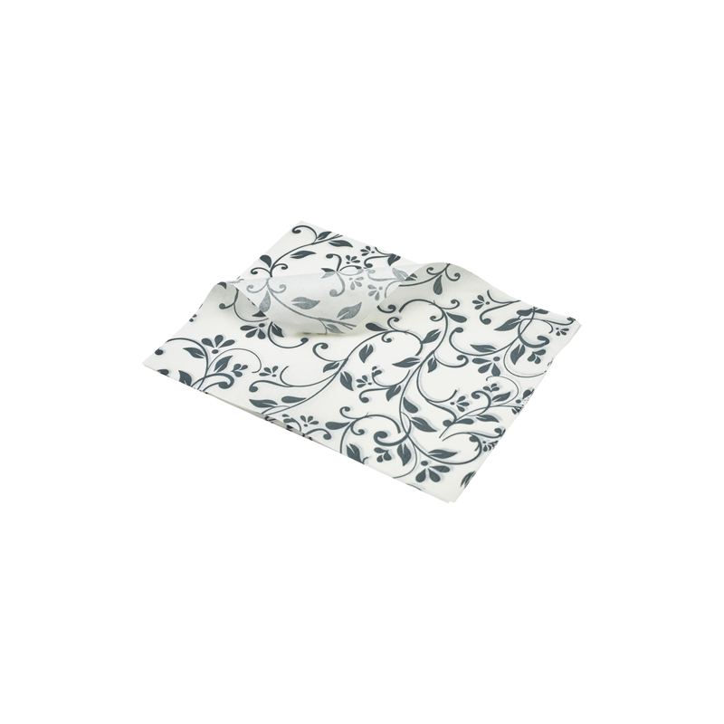 Greaseproof Paper Grey Floral Print 25 x 20cm - Case Qty 1