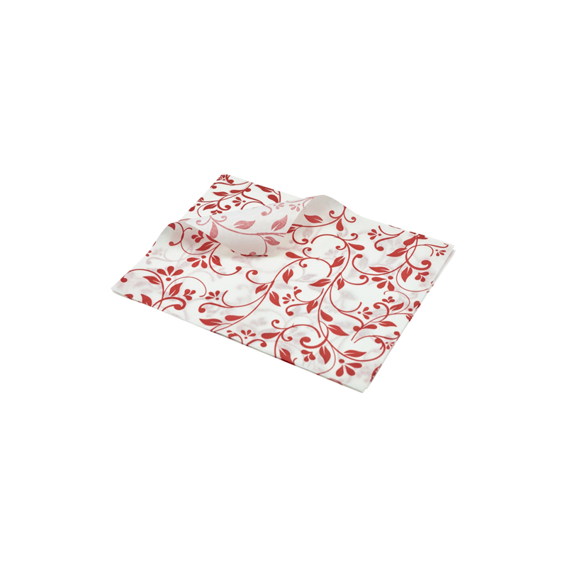 Greaseproof Paper Red Floral Print 25 x 20cm - Case Qty 1