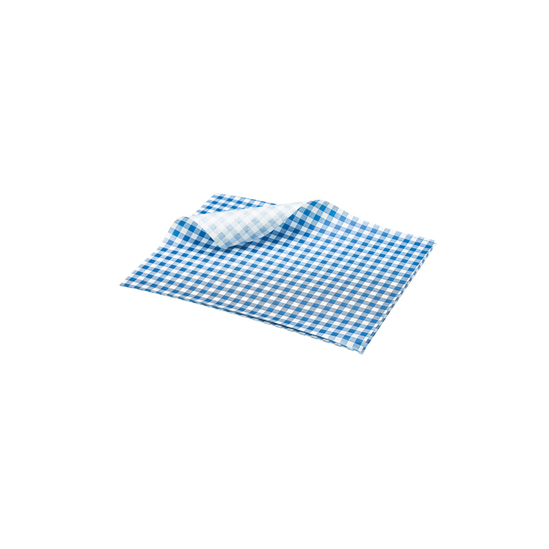 Greaseproof Paper Blue Gingham Print 25 x 20cm - Case Qty 1