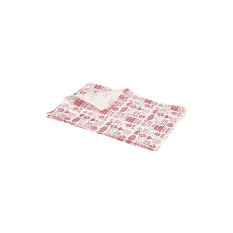 Greaseproof Paper Red Steak House Design 25 x 35cm - Case Qty 1
