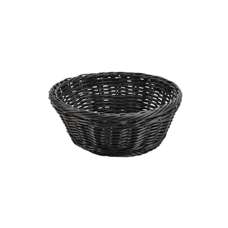 Black Round Polywicker Basket 21(d) x 8cm - Case Qty 1