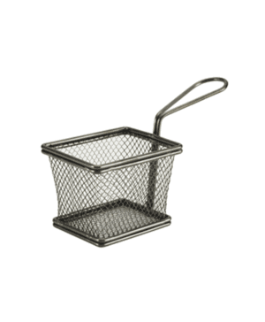 Black Serving Fry Basket Rectangular 10 x 8 x 7.5cm - Case Qty 1
