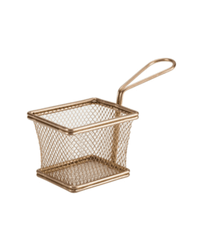 Copper Serving Fry Basket Rectangular 10 x 8 x 7.5cm - Case Qty 1