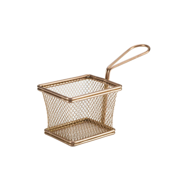 Copper Serving Fry Basket Rectangular 10 x 8 x 7.5cm - Case Qty 1