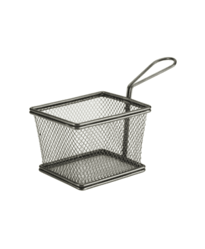 Black Serving Fry Basket Rectangular 12.5 x 10 x 8.5cm - Case Qty 1