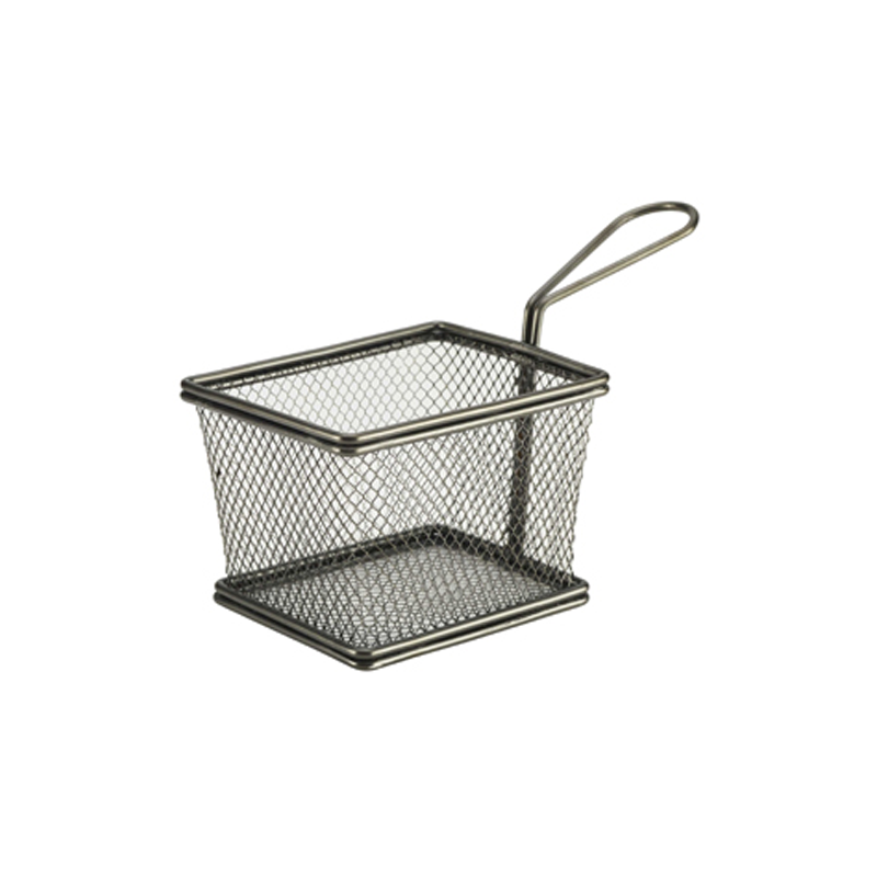 Black Serving Fry Basket Rectangular 12.5 x 10 x 8.5cm - Case Qty 1