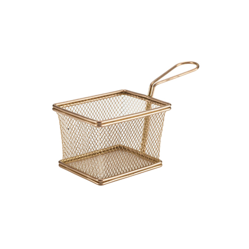 Copper Serving Fry Basket Rectangular 12.5 x 10 x 8.5cm - Case Qty 1