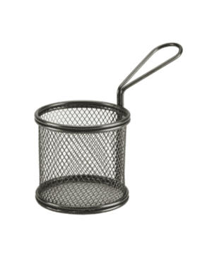 Black Serving Fry Basket  Round 9.3 x 9cm - Case Qty 1