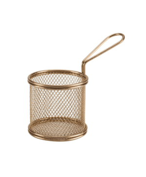 Copper Serving Fry Basket Round 9.3 x 9cm - Case Qty 1