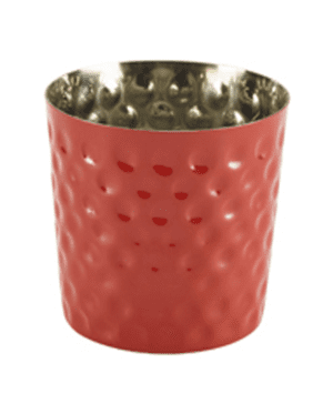 St/Steel Serving Cup Hammered 8.5 x 8.5cm Red - Case Qty 1