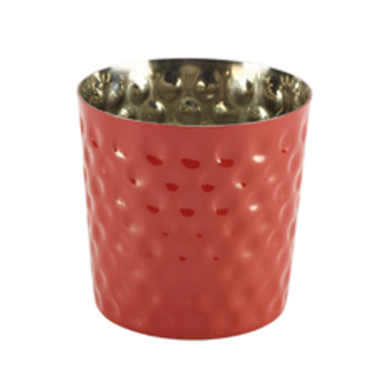 St/Steel Serving Cup Hammered 8.5 x 8.5cm Red - Case Qty 1