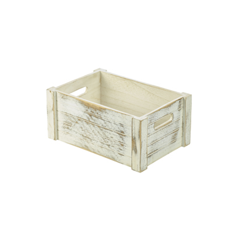 Wooden Crate White Wash Finish 34 x 23 x 15cm - Case Qty 1