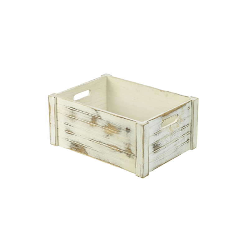 Wooden Crate White Wash Finish 41 x 30 x 18cm - Case Qty 1