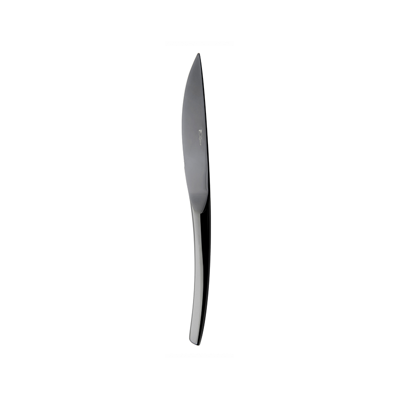 XY Black Miroir Table Knife Solid Handle Serrated - Case Qty 12