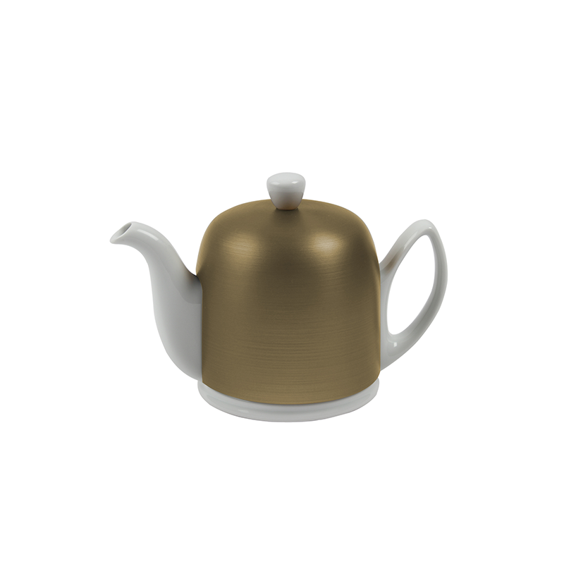 Salam White Teapot 6 Cups c/w Bronze Coloured Cover