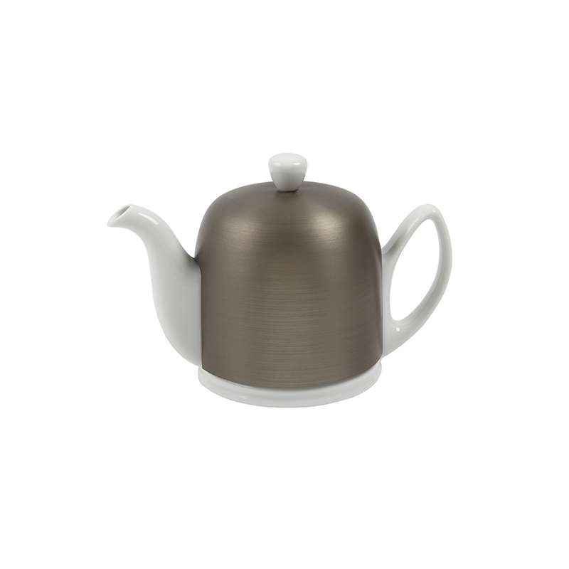 Salam White Teapot 6 Cups c/w Zinc Coloured Cover