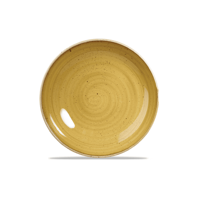 Churchill Stonecast Mustard Seed Yellow Coupe Plate - 16.5cm 6½" - Case Qty 12