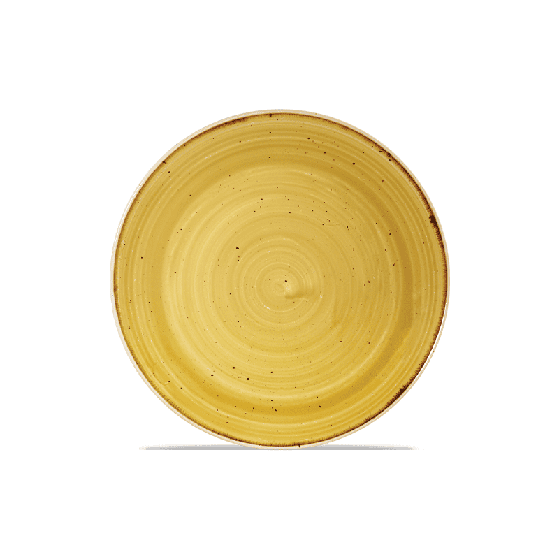 Churchill Stonecast Mustard Seed Yellow Coupe Plate - 21.7cm 8 2⁄3" - Case Qty 12
