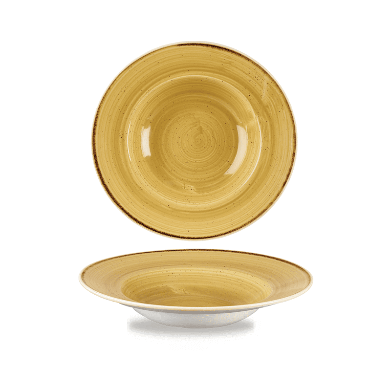 Churchill Stonecast Mustard Seed Yellow Wide Rim Bowl - 24cm 9½” - Case Qty 12