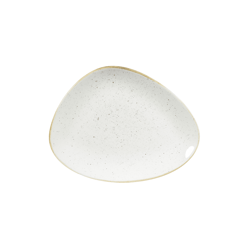 Churchill Stonecast Barley White Triangle Chefs' Plate - 26.5 x 20.5cm - Case Qty 12