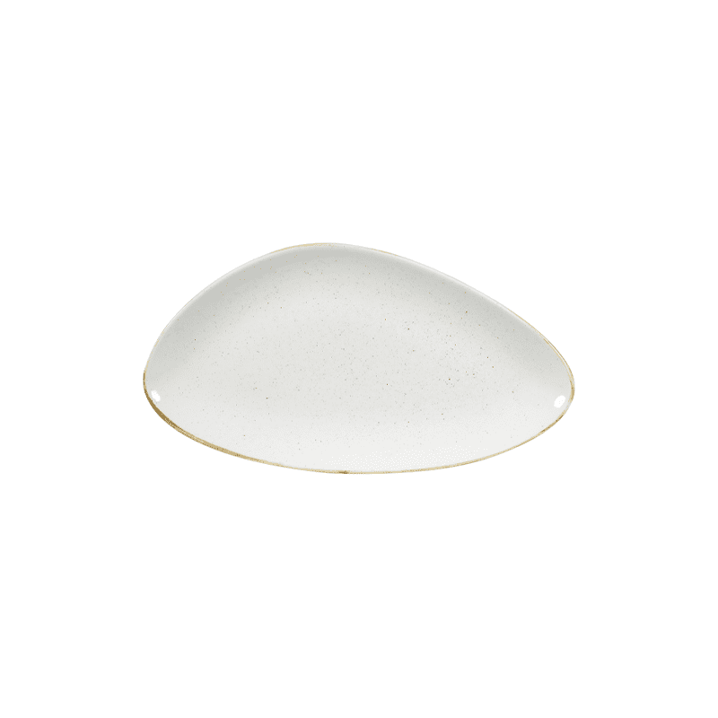 Churchill Stonecast Barley White Triangle Chefs' Plate - 35.5 x 18.8cm - Case Qty 6