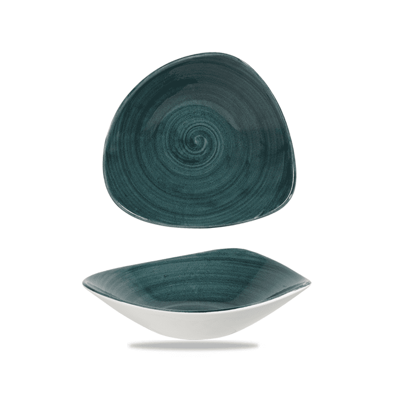 Churchill Stonecast  Patina Rustic Teal Triangle Bowl - 23.5cm 9¼" - Case Qty 12